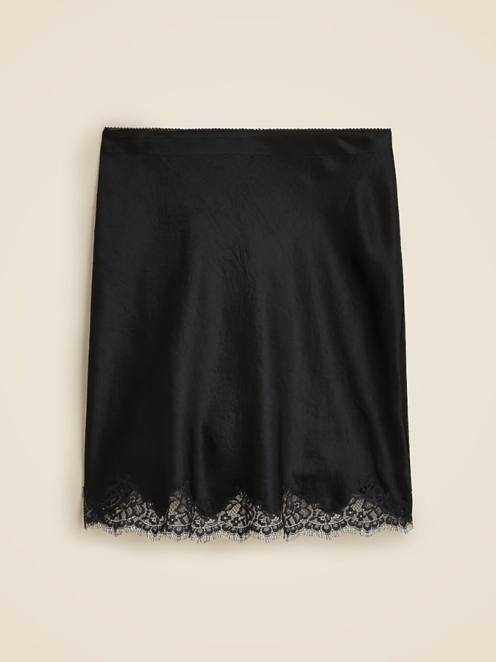 J Crew black lace-hem skirt
